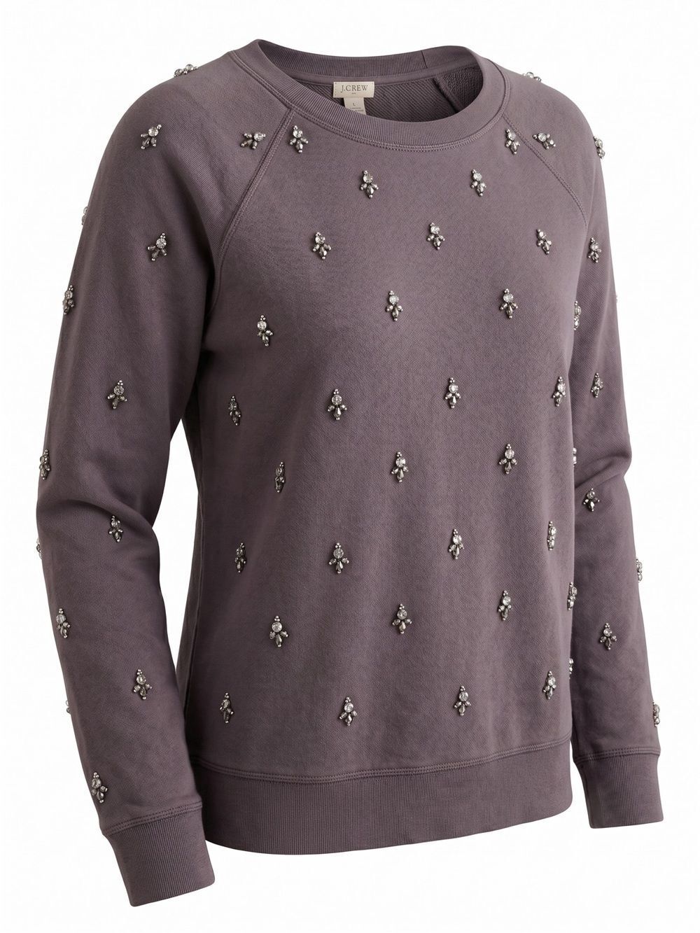 J. Crew Crystal Embellished Crewneck Sweatshirt Gray L